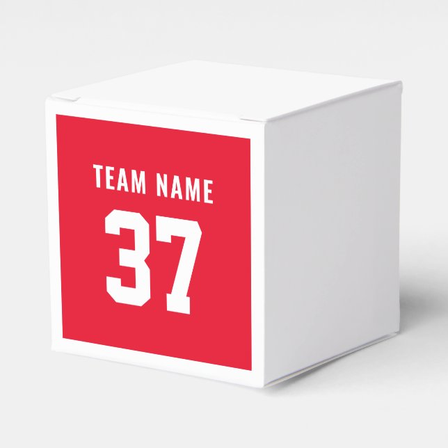 Custom Red Front & Back Sport Favor Boxes (Front Side)