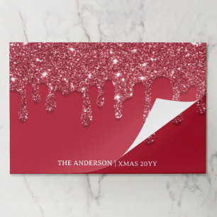 Custom Red Glitter Drip Name Paper Pad