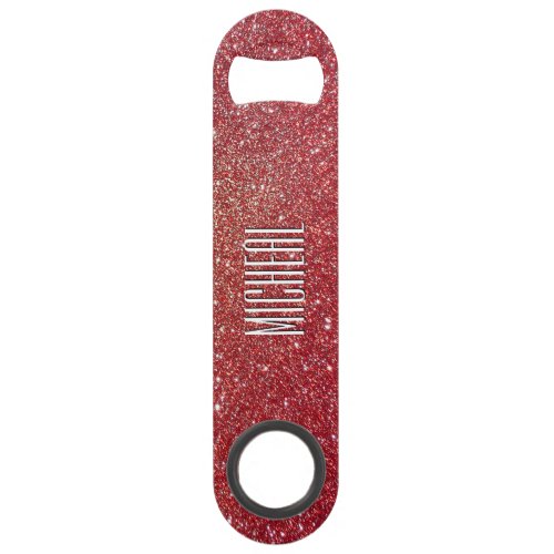 Custom Red Glitter Look Speed Bottle Opener