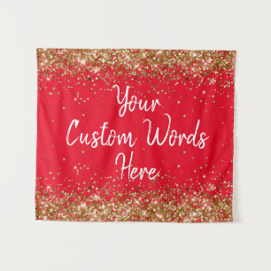 Custom Red Gold Backdrop Personalized Photo Booth