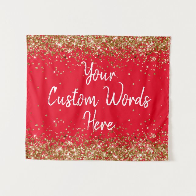 Custom Red Gold Backdrop Personalized Photo Booth (Front (Horizontal))