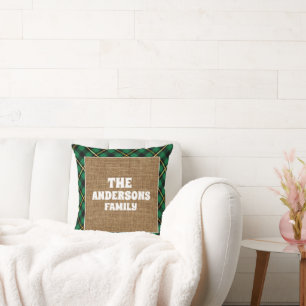 Custom Red Gold Buffalo Check Tartan Pattern Throw Pillow