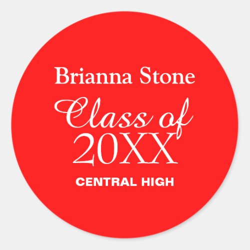 Custom Red Graduation Sticker with White Text