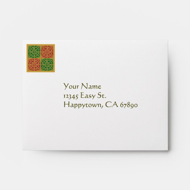 Custom Red Green Fleur-de-Lis A2 RSVP Envelope (Front)