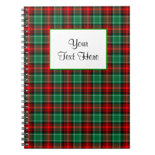 Custom Red Green Holiday Plaid Notebook