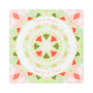 Custom Red Green Shine Bright Star Name Nursery Metal Print
