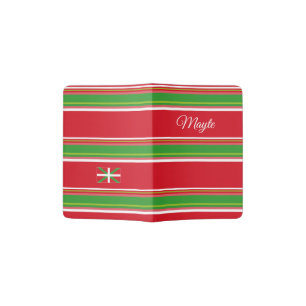 Custom, red & green striped pattern & Basque flag: Passport Holder