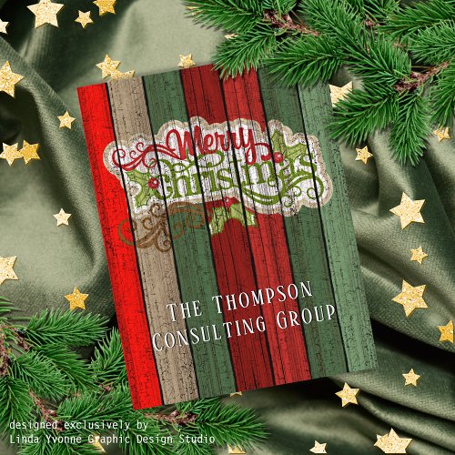Custom Red Green Weathered Wooden Planks Pattern Postcard