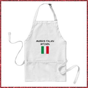 Custom Red Green & White Italian Flag Kitchen  Adult Apron