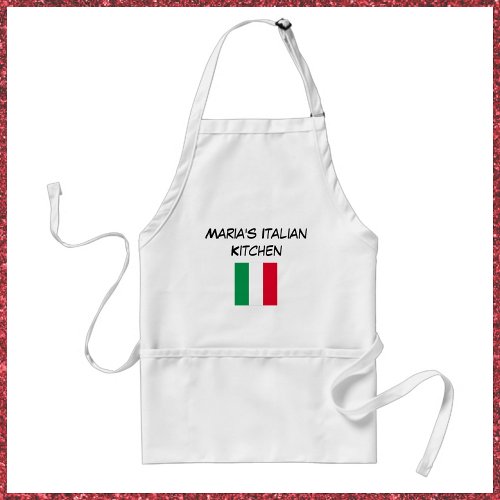 Custom Red Green  White Italian Flag Kitchen  Adult Apron