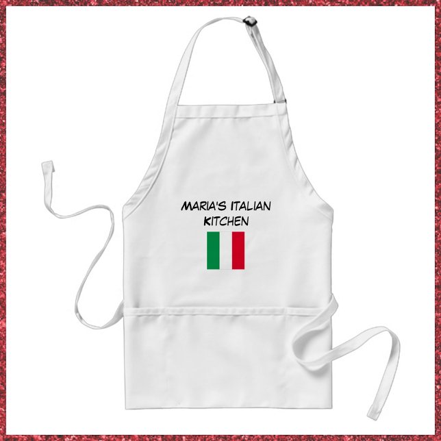 Custom Red Green & White Italian Flag Kitchen  Adult Apron (Bookmark my store: https://www.zazzle.com/store/capricepetit?rf=238091145531749709)