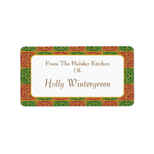 Custom Red Green with Golds Holday Baking Label