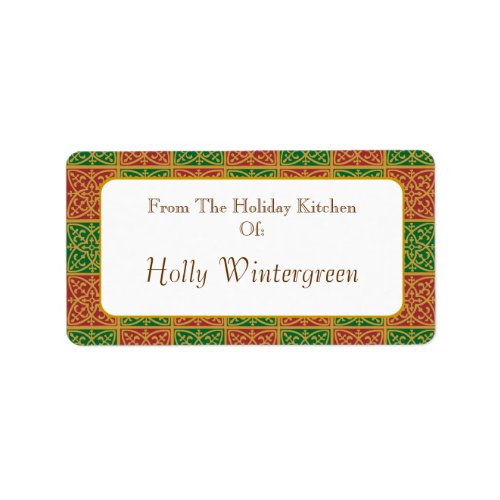 Custom Red Green with Golds Holday Baking Label