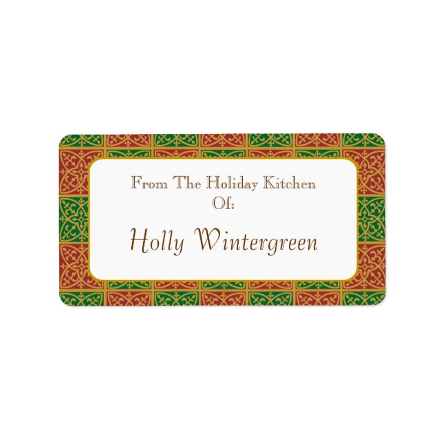 Custom Red Green with Golds Holday Baking Label (Front)