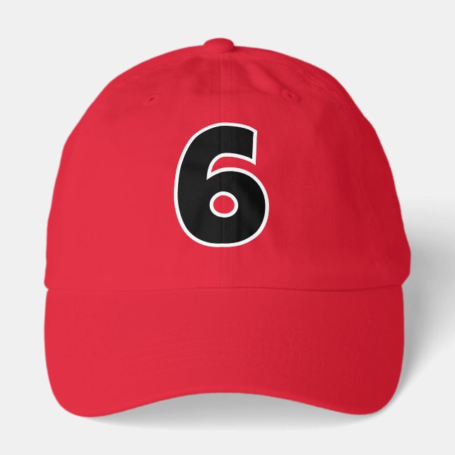 Custom red hat with your lucky team number (Front)