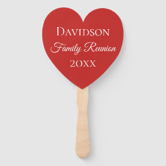 Custom Red Heart Family Reunion Hand Fan Keepsake