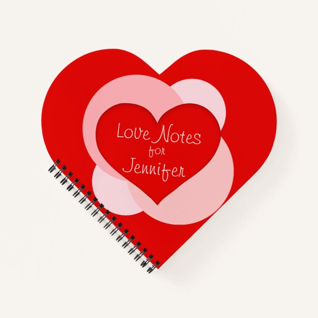 Custom Red Heart Valentine's Heart-Shaped Notebook (Front)