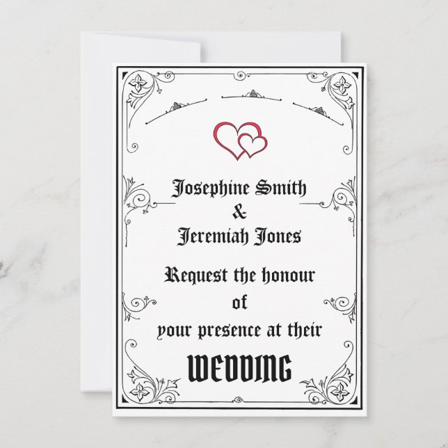 Custom Red Heart Wedding e Card Invitation (Front)