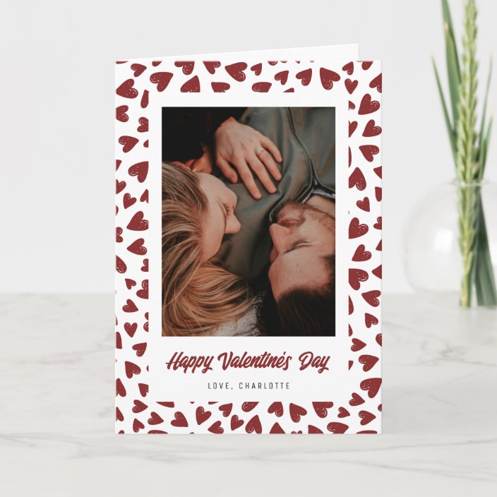 Custom Red Hearts Photo Valentine's Day Card