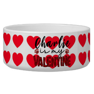 Custom Red Hearts Valentine's Day Pet Food Bowl 