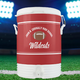 Custom Red High School Football Team Beverage Cooler
