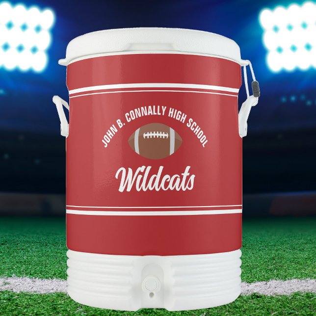 Custom Red High School Football Team Beverage Cooler (Creator Uploaded)
