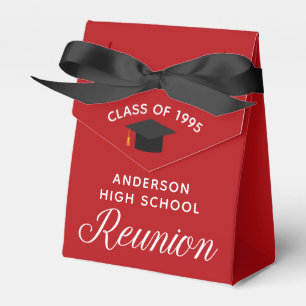 Custom Red High School Reunion Party Favor Boxes