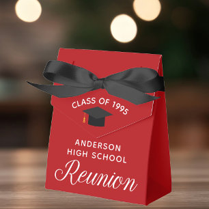 Custom Red High School Reunion Party Favor Boxes