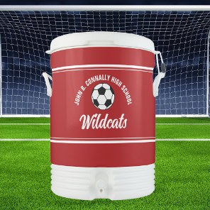 Custom Red High School Soccer Team Beverage Cooler