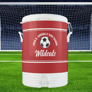 Custom Red High School Soccer Team Beverage Cooler