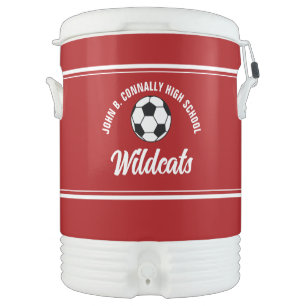 Custom Red High School Soccer Team Beverage Cooler