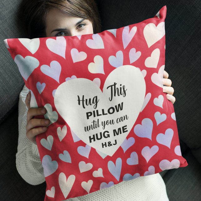 Custom Red Hug This Pillow Until You Can Hug Me (Personalized Hug This Pillow Until You Can Hug Me
)
