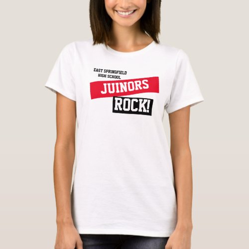 Custom Red Juniors High School Class  T_Shirt