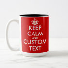 Custom red Keep Calm and your text travel mugs
