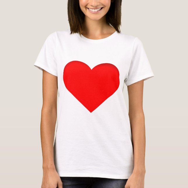 Custom Red Love Heart Print T-Shirt (Front)