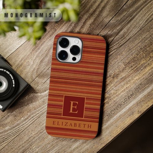 Custom Red Maroon Beige Brown Color Stripes  Case_Mate iPhone 14 Pro Max Case