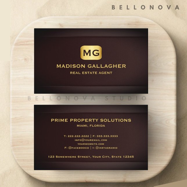 Custom Red Maroon Gold Real Estate Professional Business Card (Custom Red Maroon Gold Real Estate Professional Business Card)