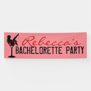 Custom red martini girl bachelorette banner