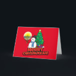 Custom Red Merry Chrismukkah Snowman with Menorah Holiday Card<br><div class="desc">Merry Chrismukkah with a fun snowman, menorah and Christmas tree on a red background. Change out the text to whatever greeting works for you by clicking on Personalize this above. If you blend the holidays, or you know someone that celebrates both Hanukkah and Christmas, then send them these awesome snowman...</div>