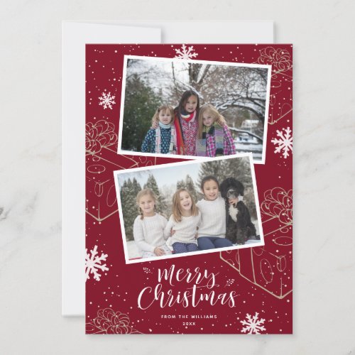 Custom Red Merry Christmas Gifts Photo Cards