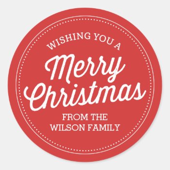 Custom Red Merry Christmas Stickers by origamiprints at Zazzle