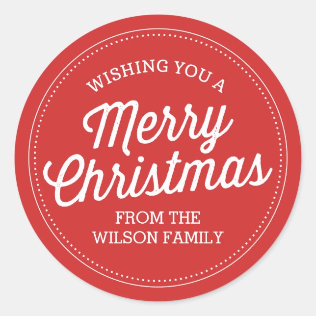 Custom Red Merry Christmas Stickers (Front)