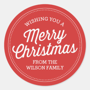 Custom Red Merry Christmas Stickers