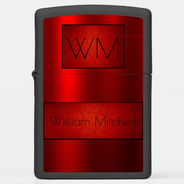Custom Red Metallic-Look Zippo Lighter (Front)