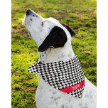 Custom Red Name on Houndstooth Pattern Pet Bandana<br><div class="desc">Printed on one side, black and white houndstooth pattern bandana with dog's name on a red band. Two sizes available: 18"x18" (kids, small dogs) and 22"x22" (adults, large dogs). Easily change name using the Template provided. Lightweight fabric that breathes well and dries quickly. 100% spun polyester. See "About This Product"...</div>