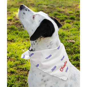 Custom Red Name on Navy Blue TRUMP Dog Bandana