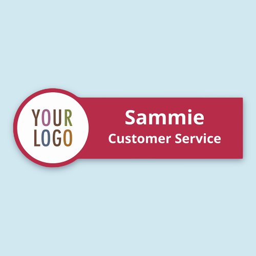 Custom Red Name Tag for Round Company Logo