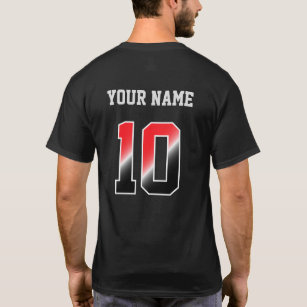 Custom Red Number 10 Personalized  T-Shirt