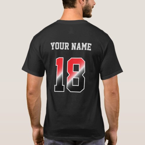 Custom Red Number 18 Personalized  T_Shirt