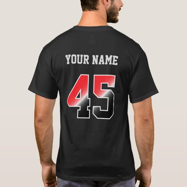 Custom Red Number 45 Personalized  T-Shirt (Back)